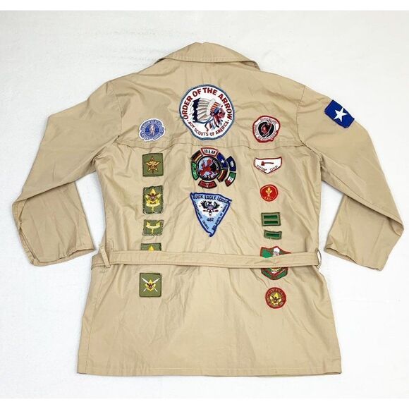 Vintage Boy Scouts of America Shirt Order of the Arrow Patches Black Eagle Lodge - Picture 2 of 10